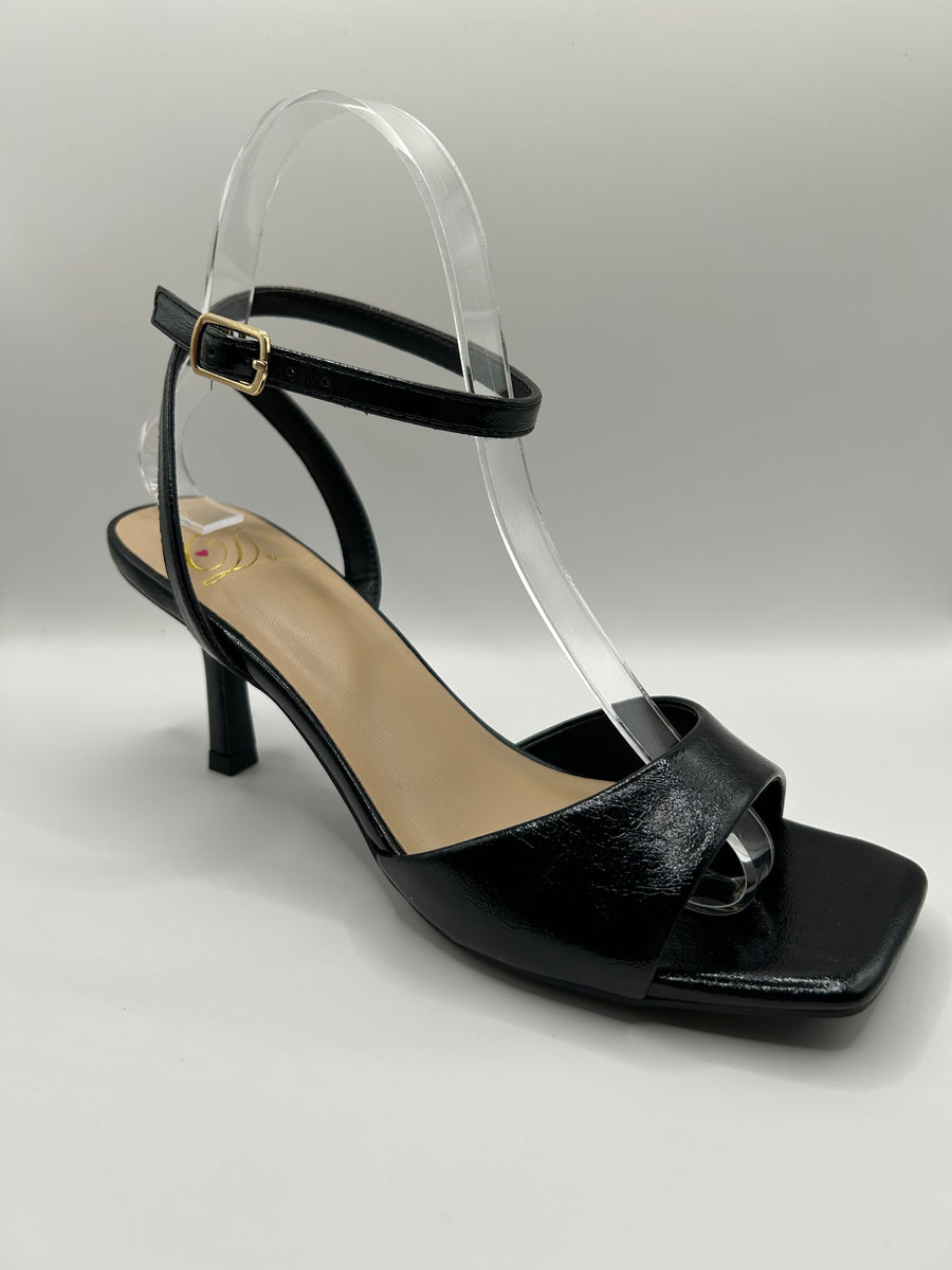 Classic Ankle Strap Mid Dress Heel (BLACK)