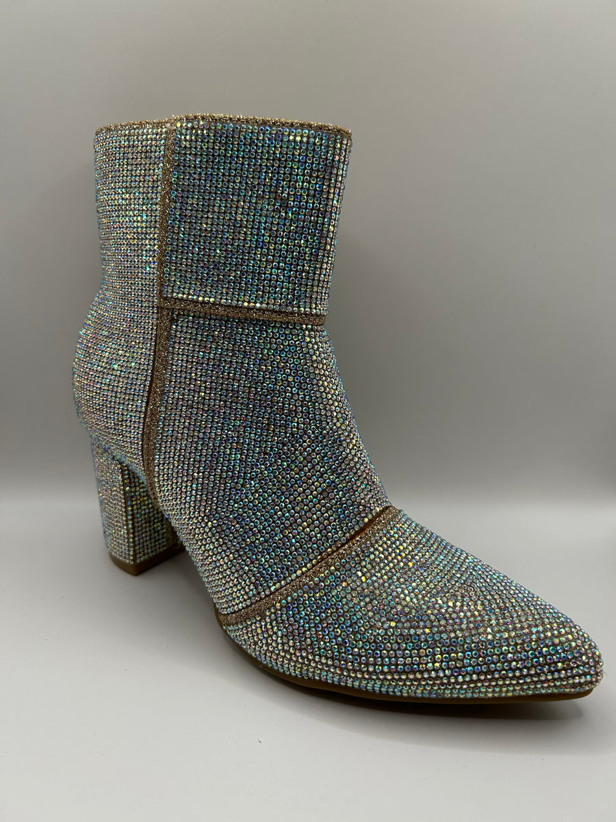 Glam Rhinestone Pointed Bootie (CHAMPAGNE)
