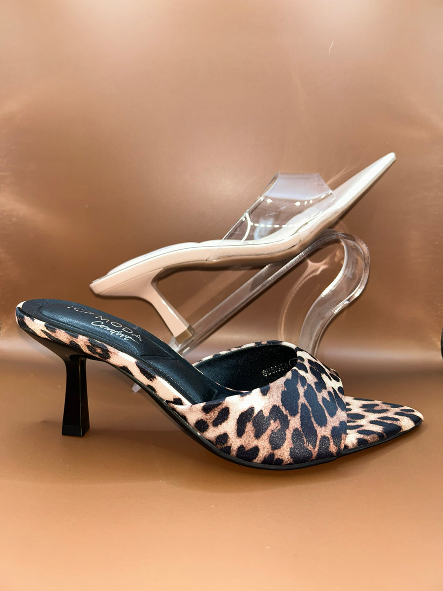 Pointed Kitten Heel Sandal (LEOPARD)