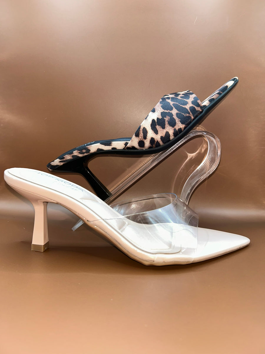 Pointed Kitten Heel Sandal (NUDE/CLEAR)