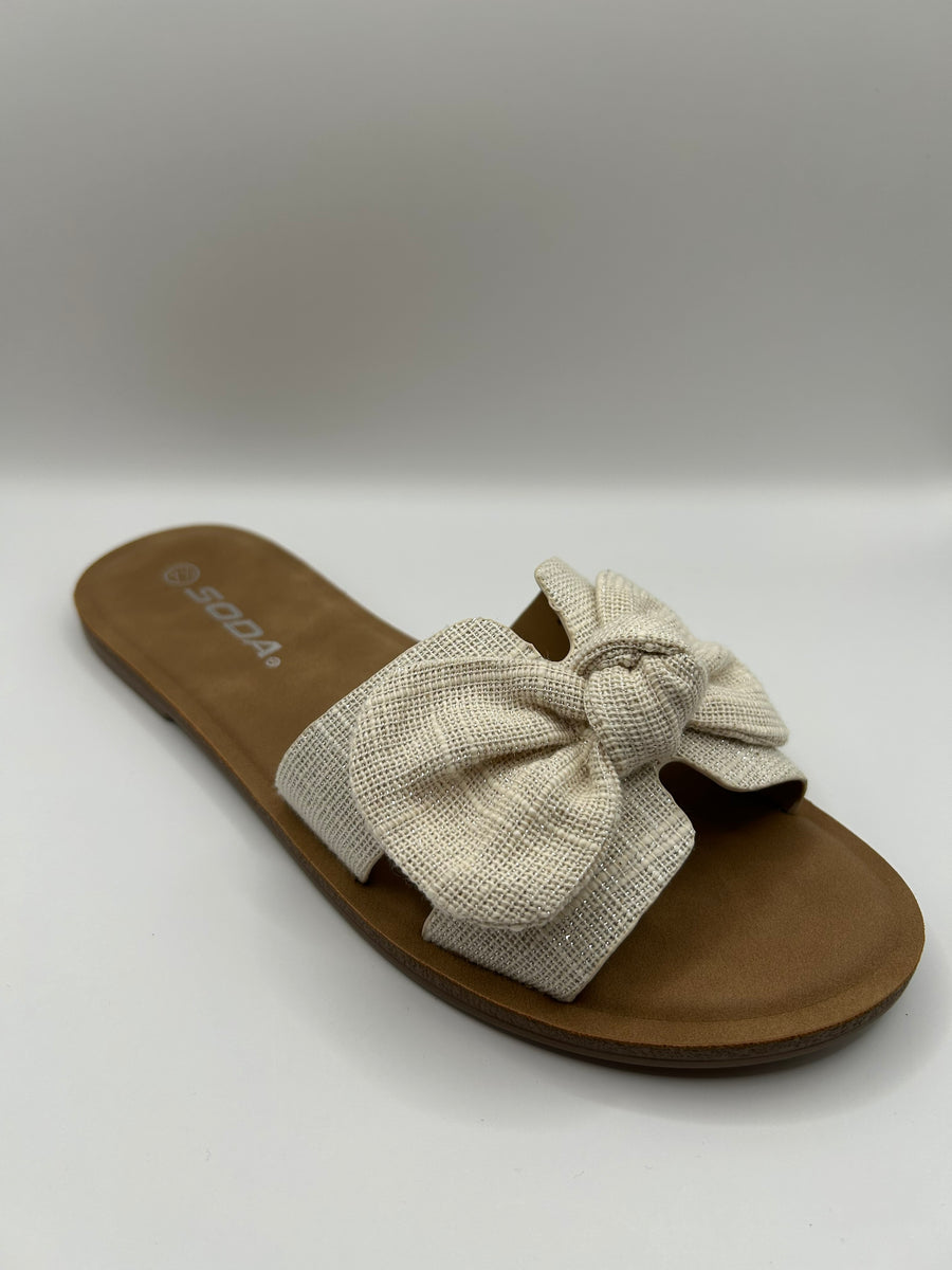 Bow Cut Out Slip-On Slide (BONE)