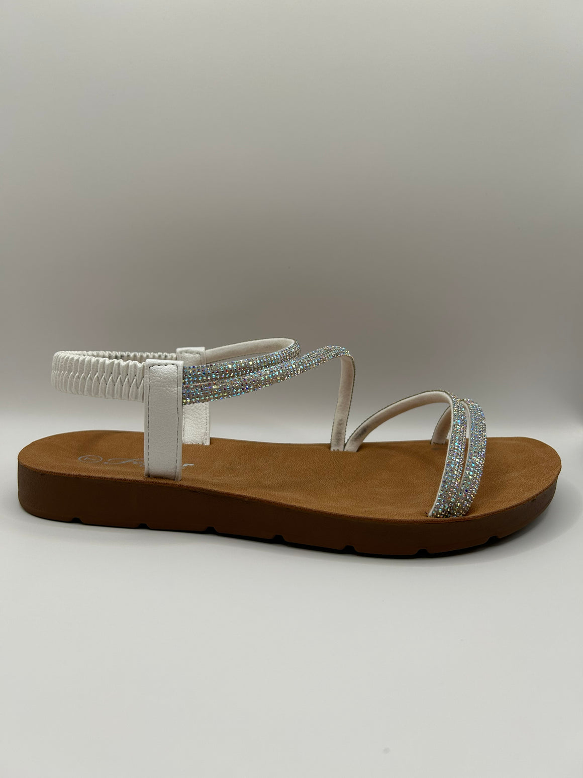 Rhinestone Strappy Slingback Sandal (WHITE)