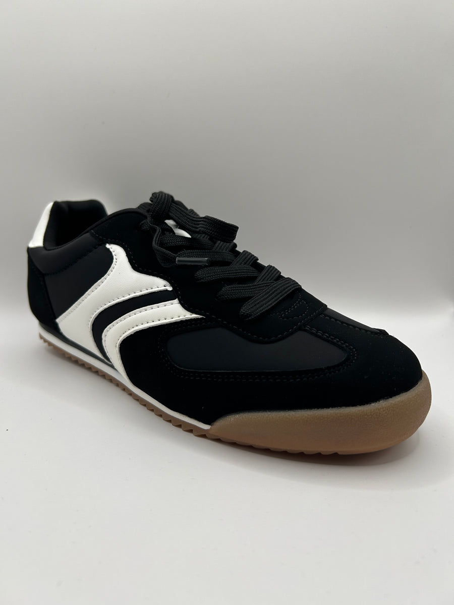 2Tone Lace Up Slim Sneaker (BLACK/WHITE)