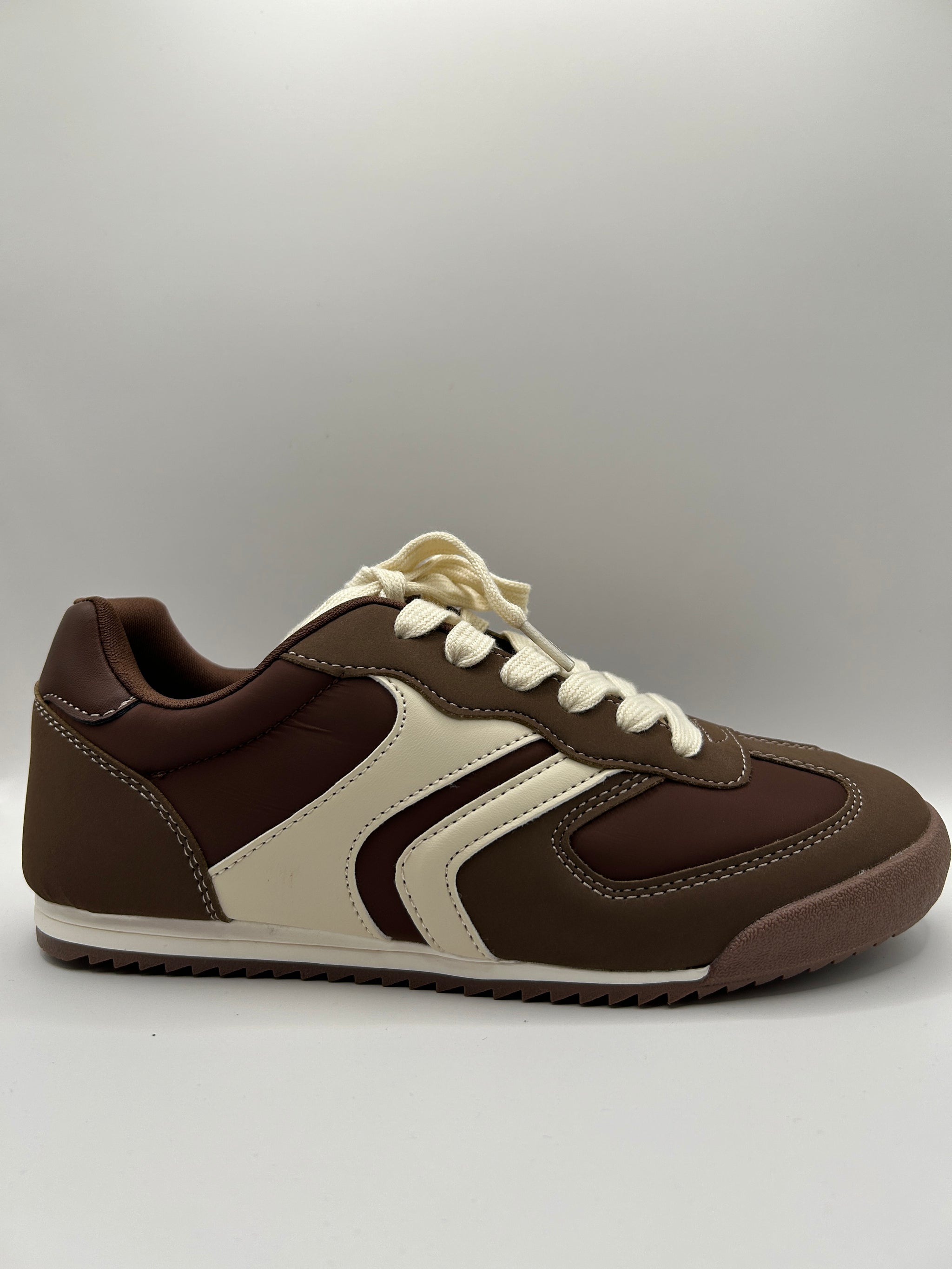 2Tone Lace Up Slim Sneaker (BROWN/BEIGE)