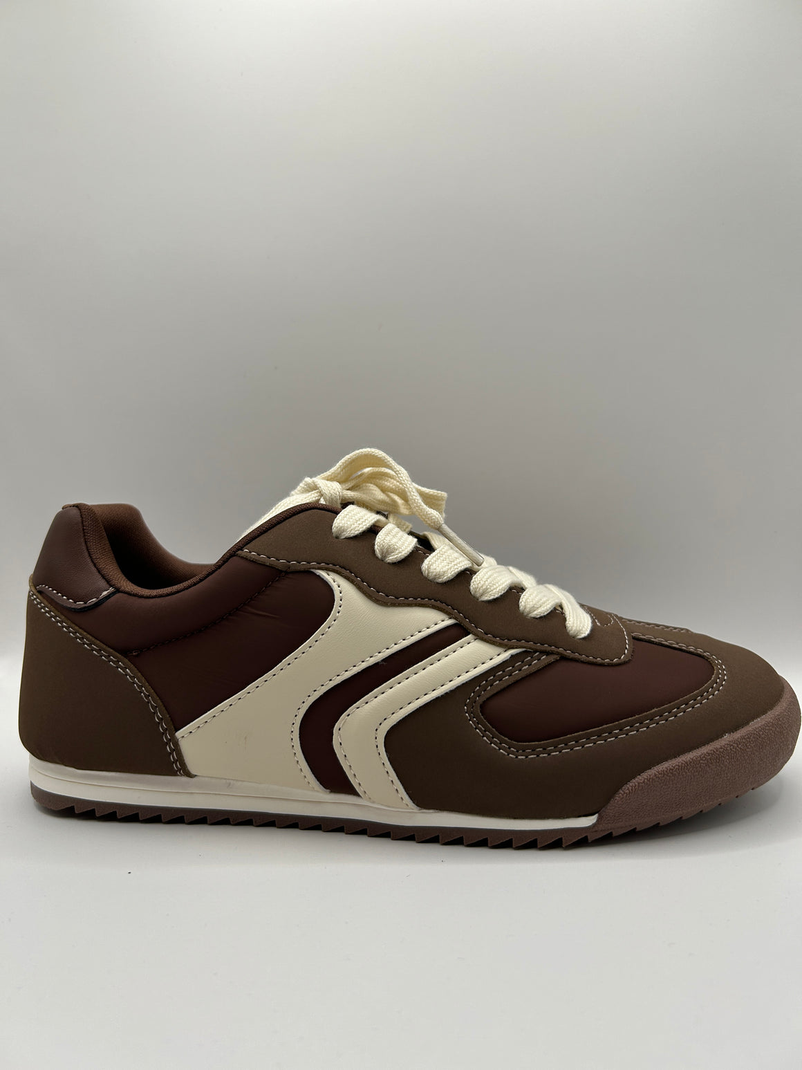 2Tone Lace Up Slim Sneaker (BROWN/BEIGE)