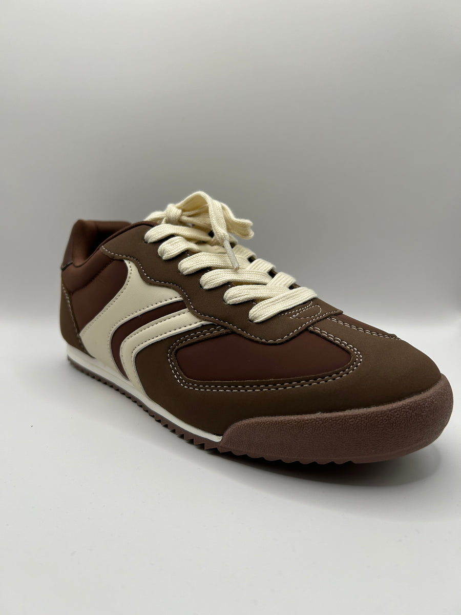 2Tone Lace Up Slim Sneaker (BROWN/BEIGE)