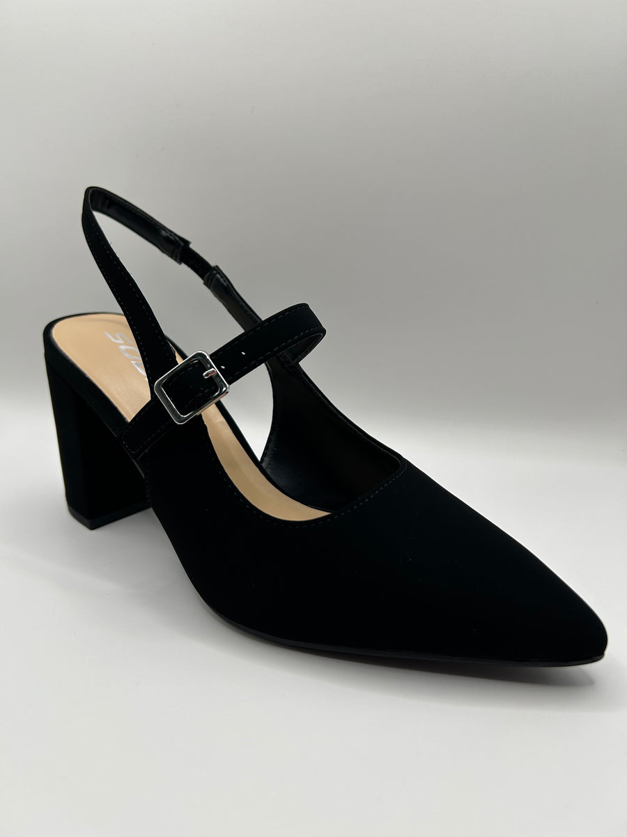 Pointed Mary-Jane Slingback Pump (BLACK)