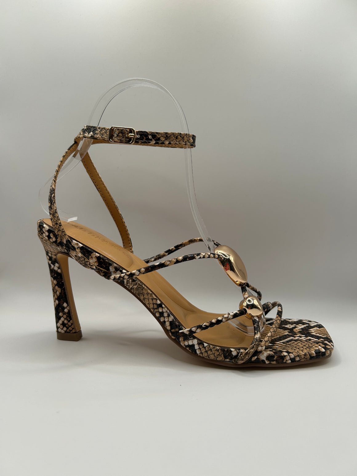 Strappy Metallic Bead Dress Sandal (NATURAL SNAKE)