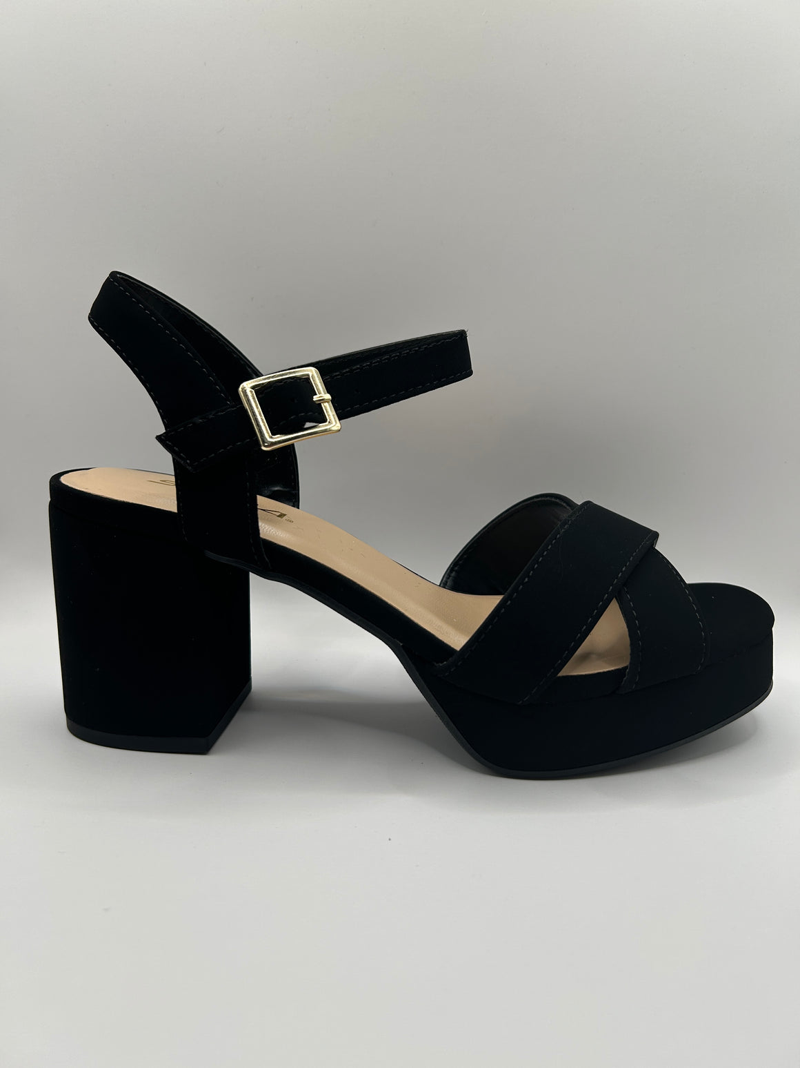 Chunky Heel Platform Sandal (BLACK)