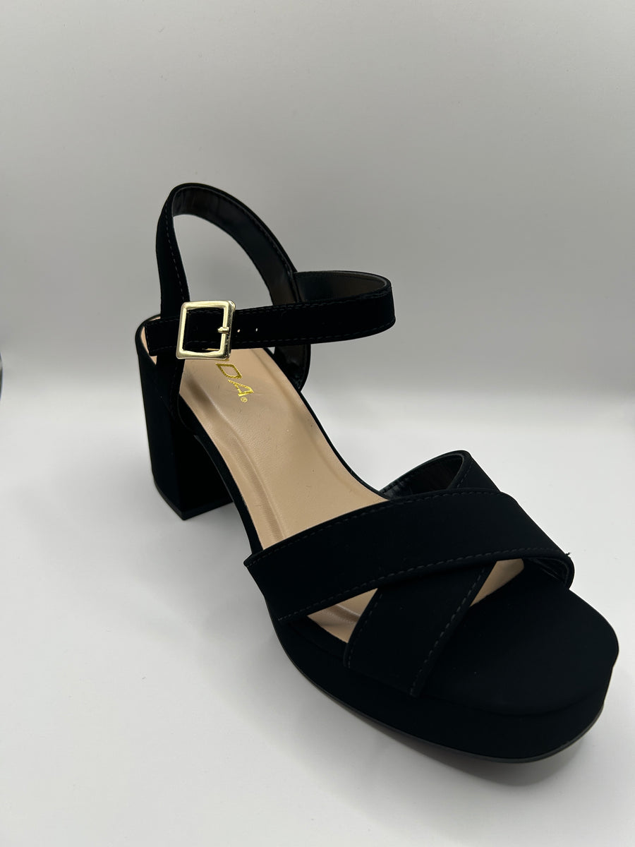 Chunky Heel Platform Sandal (BLACK)