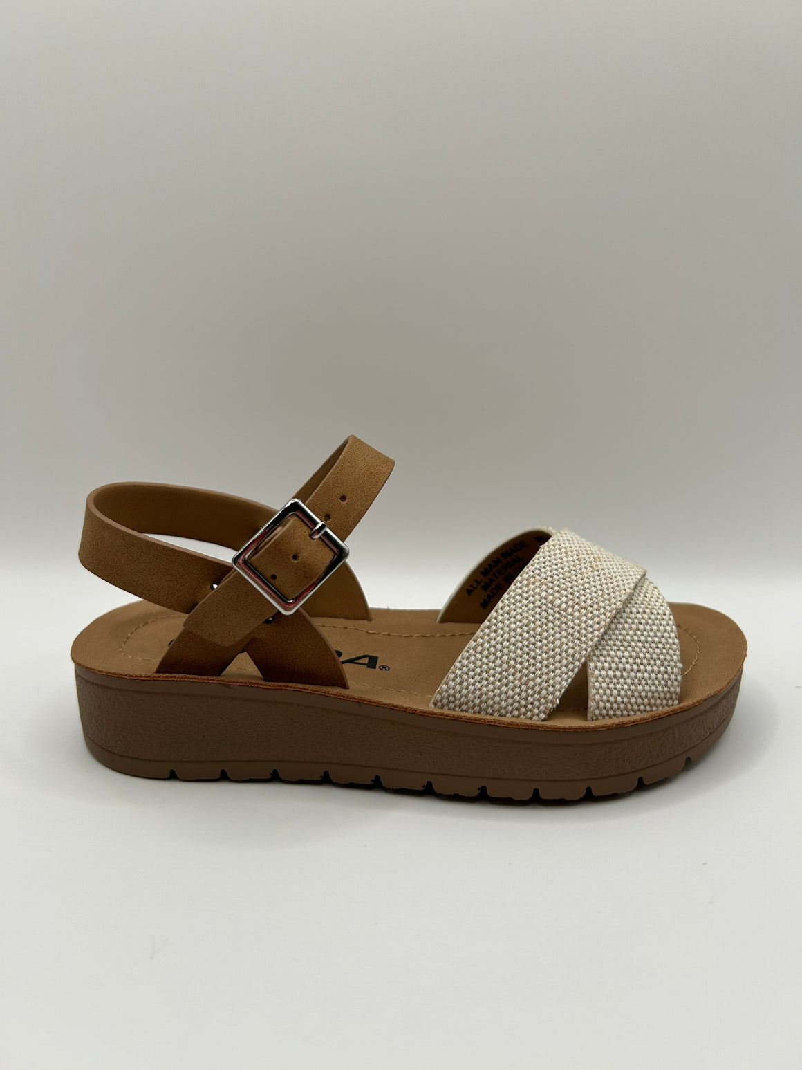 Comfy Cross Strap Kids Sandal (BEIGE/TAN)