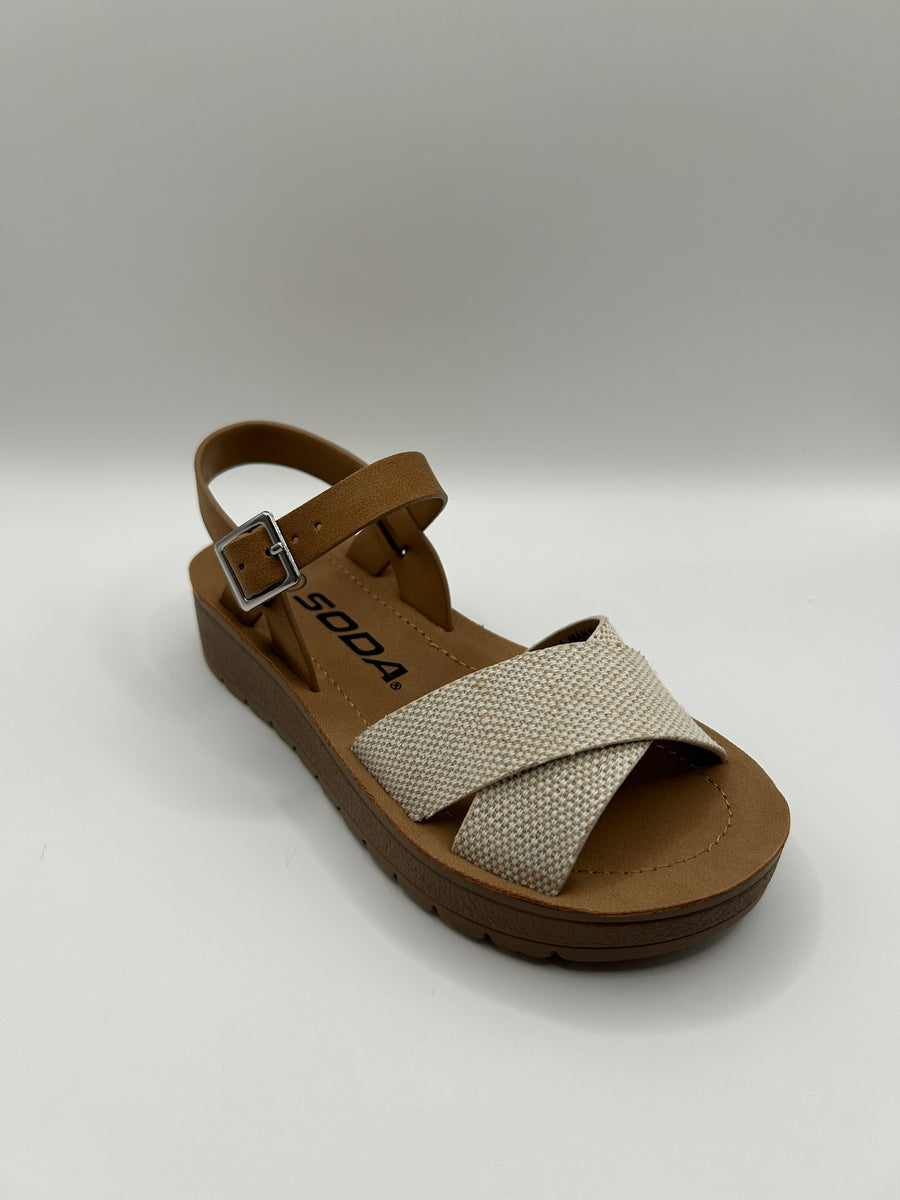 Comfy Cross Strap Kids Sandal (BEIGE/TAN)