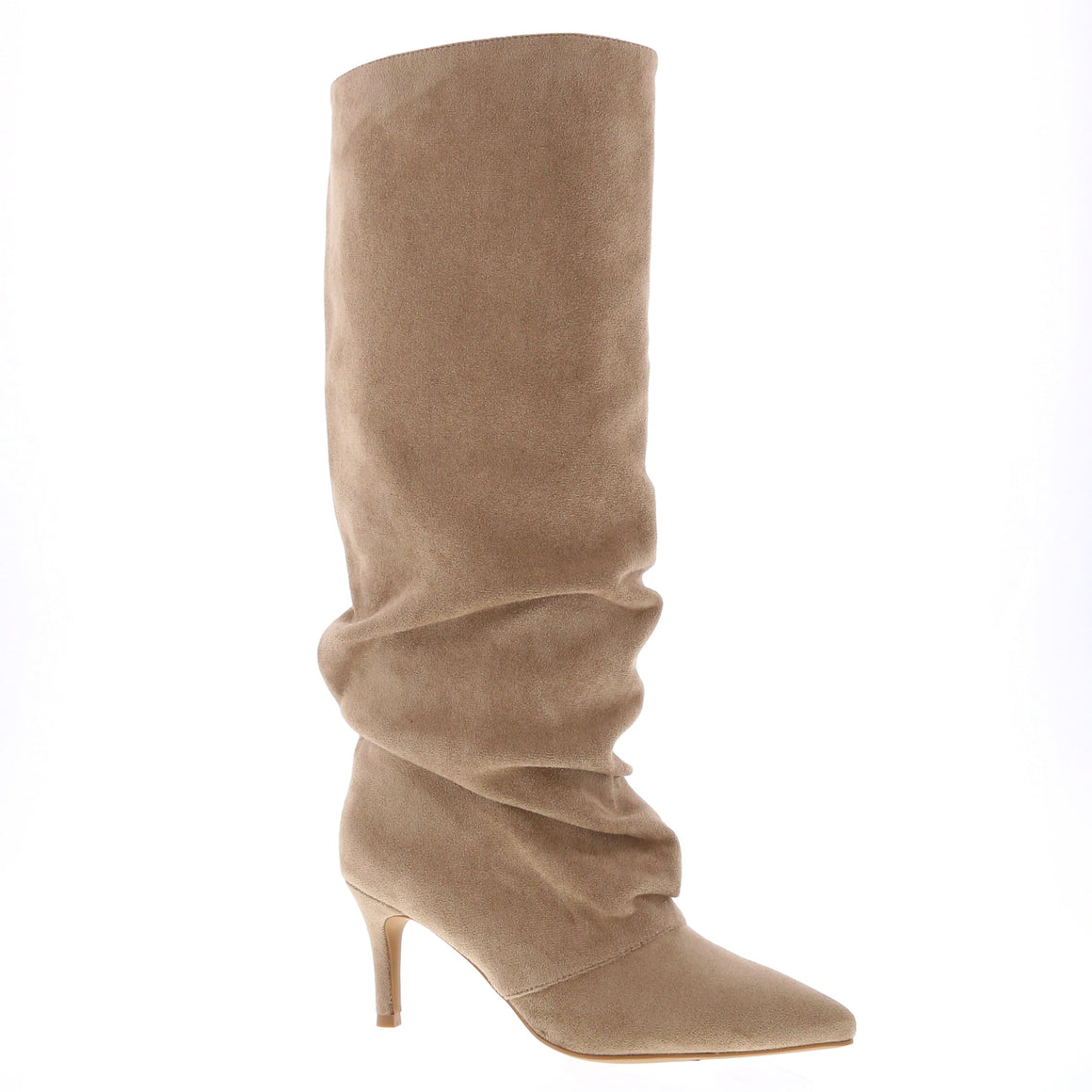 Slouchy Suede Pointed Dress Boot (TAUPE)