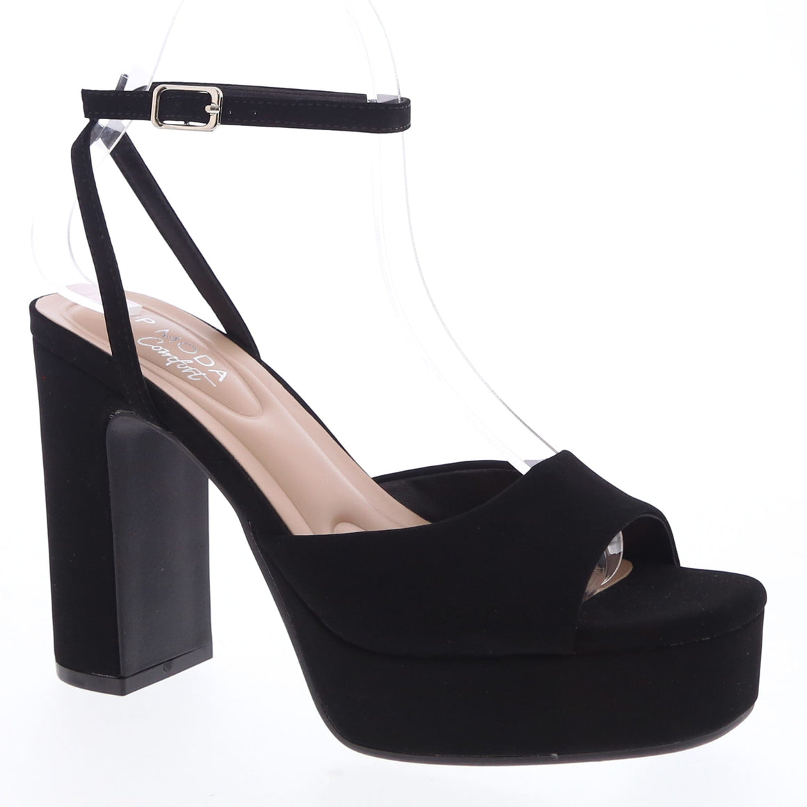 Chunky Platform Peep Toe Dress Shoe (BLACK)