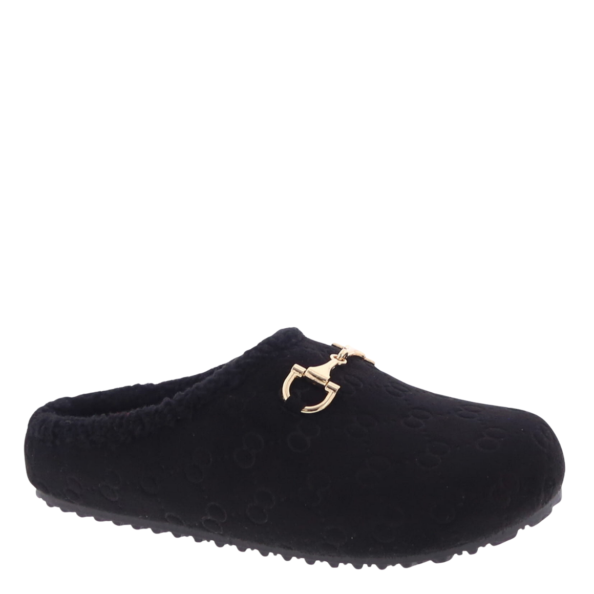 Fur Lined Clog Bit Slipper (BLACK)