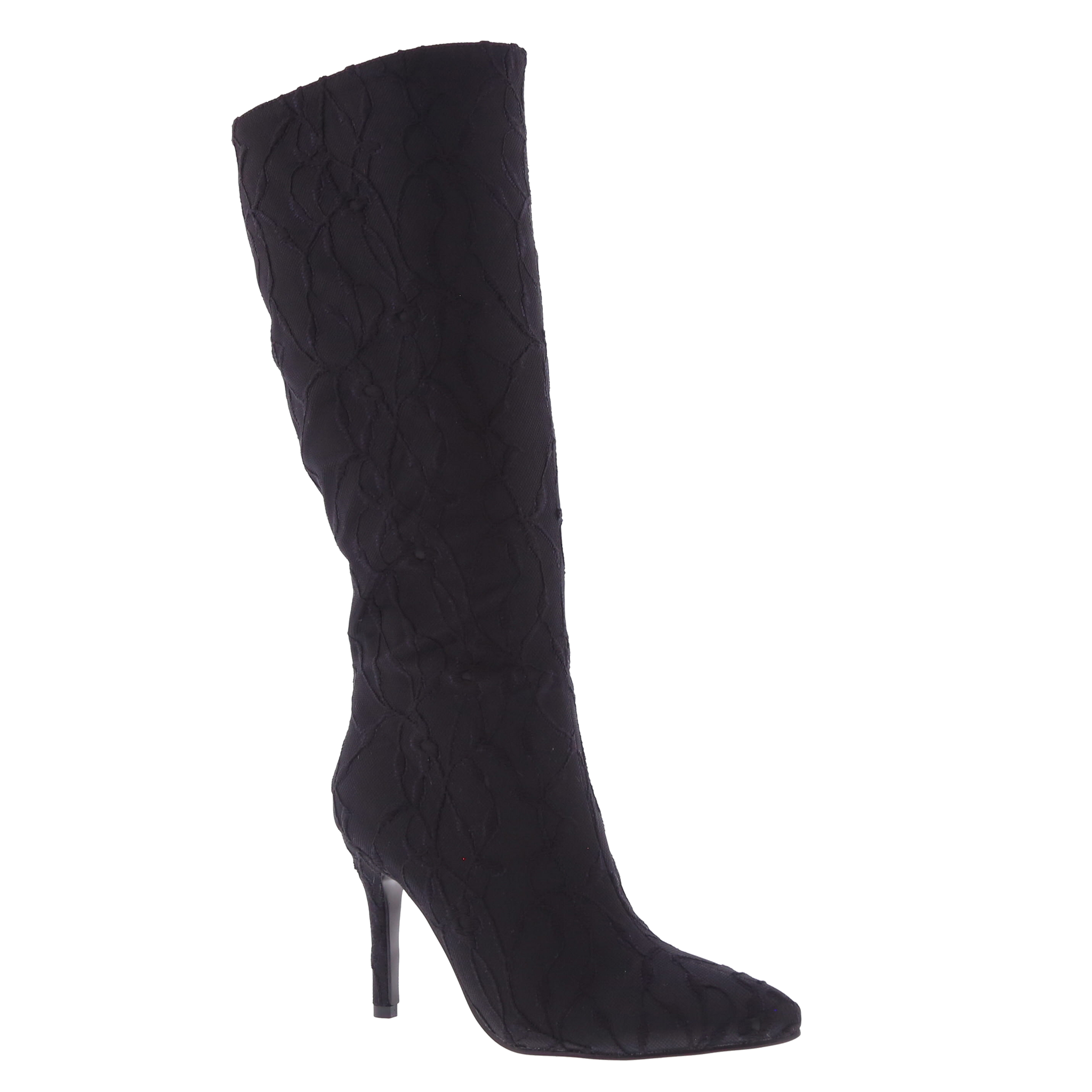 Black Lace Pointed Stiletto Dress Boot  (BLACK LACE)