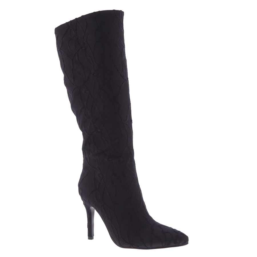 Black Lace Pointed Stiletto Dress Boot  (BLACK LACE)