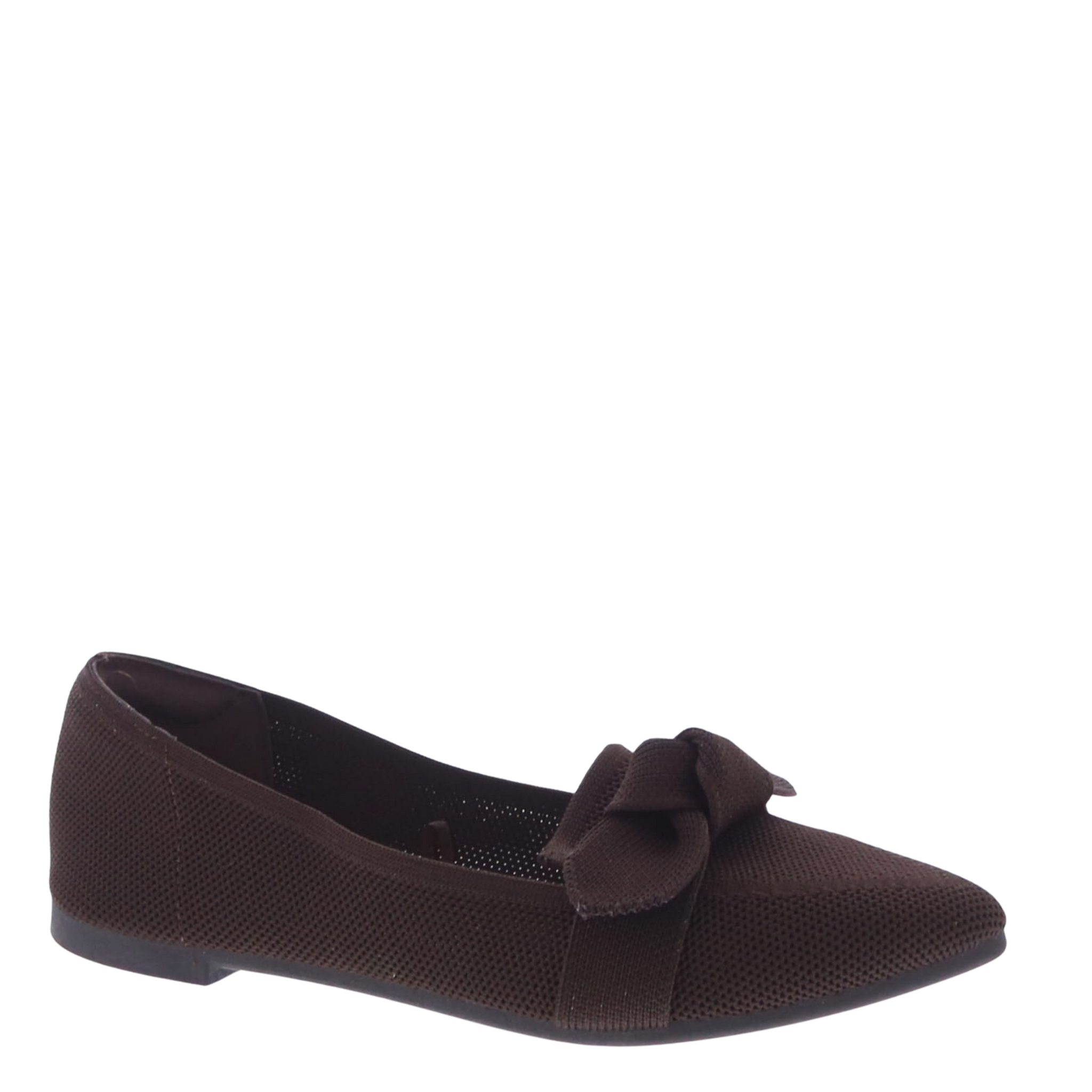 Knotted Bow Knit Flat (BROWN)