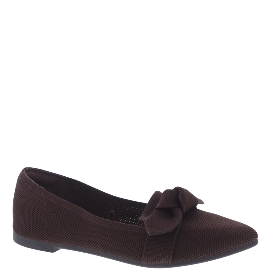 Knotted Bow Knit Flat (BROWN)