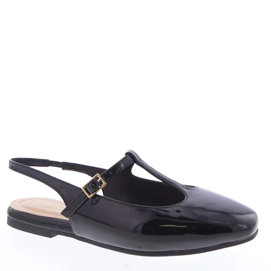 T-Strap Slingback Flat (BLACK)