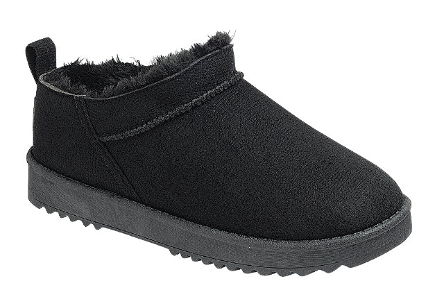 Faux Fur Slip-On Ankle Snow Boot (BLACK)