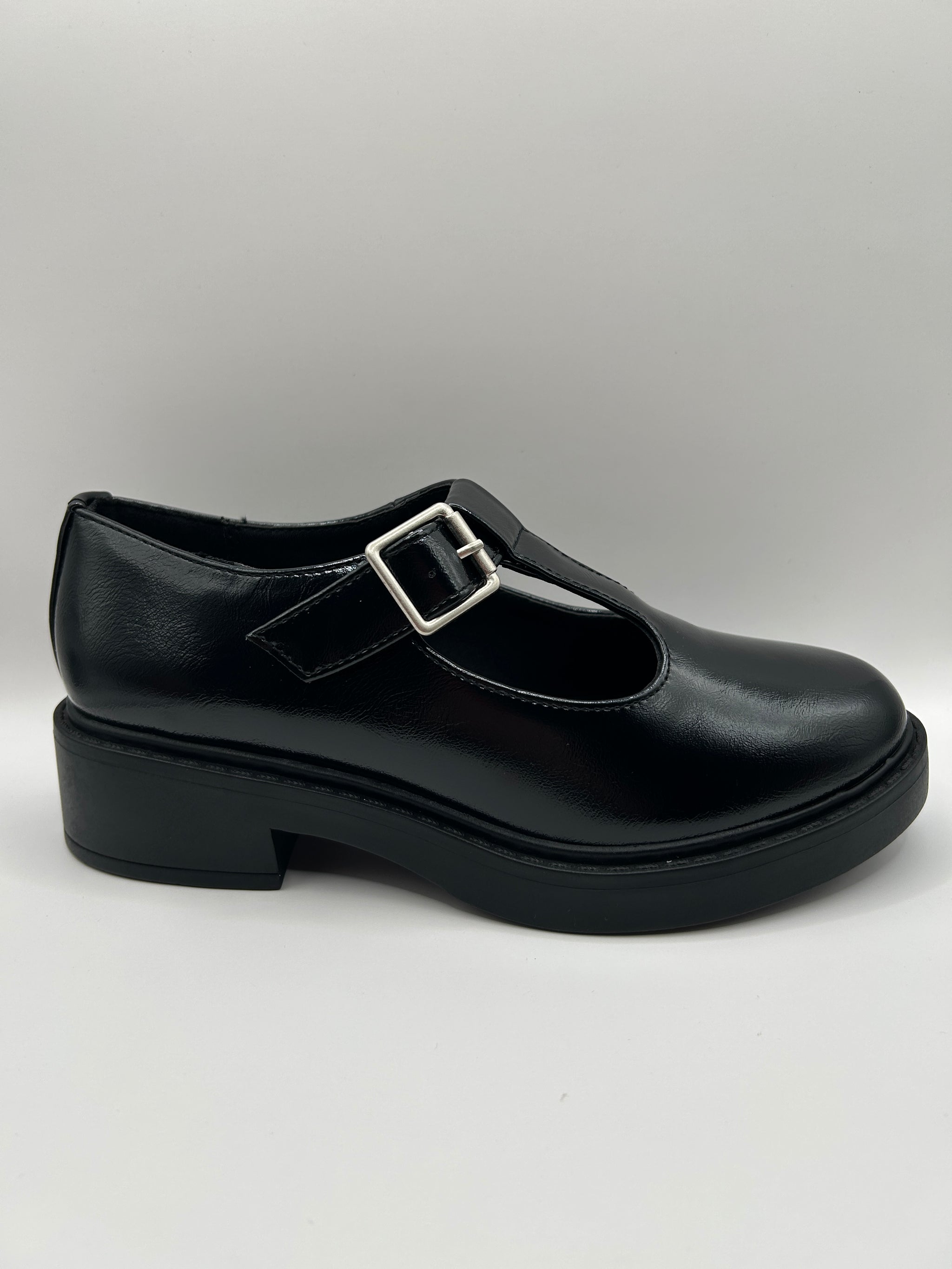 T-Strap Mary Jane Loafer Flat (BLACK)