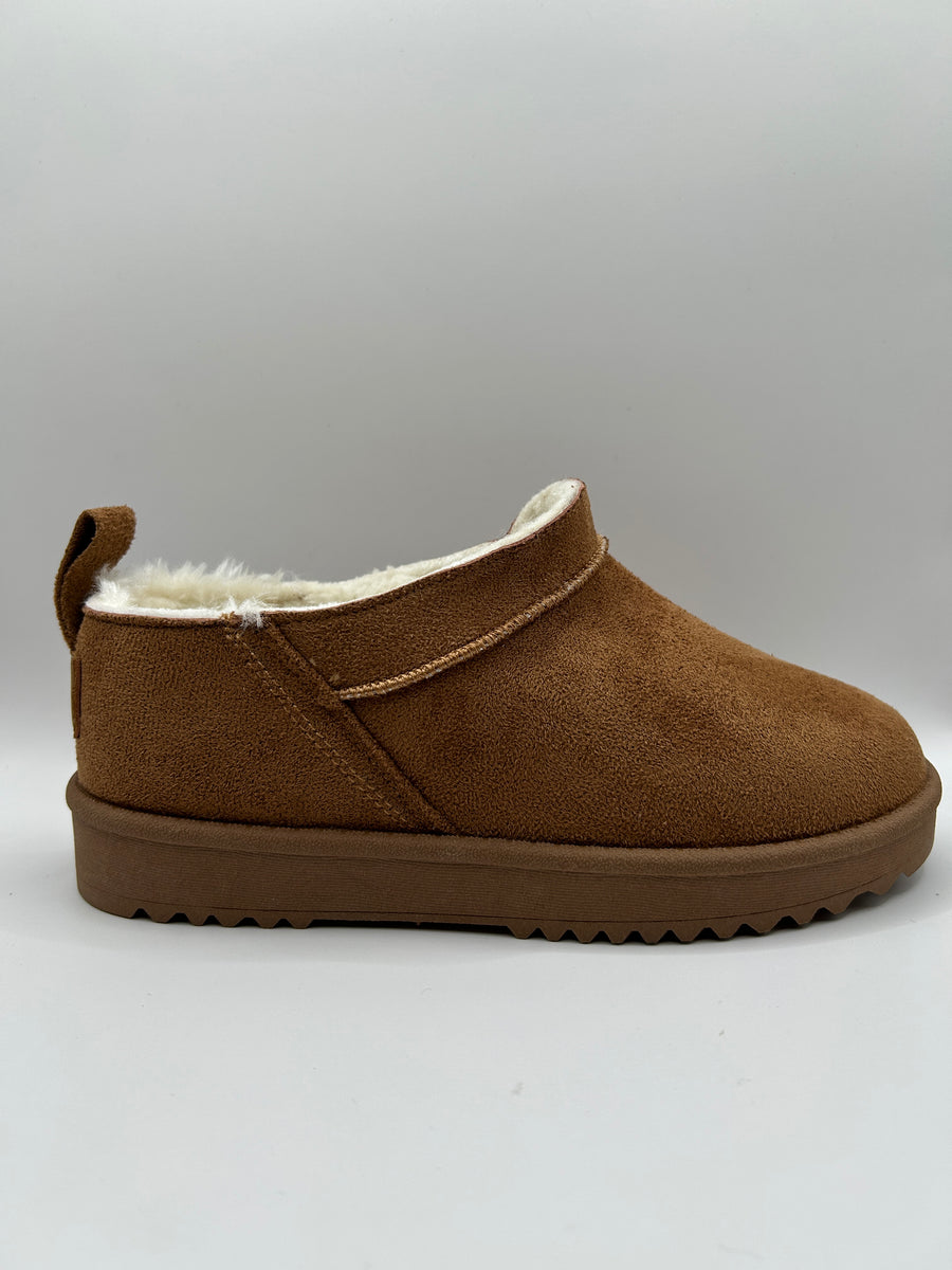 Faux Fur Slip-On Ankle Snow Boot (TAN)
