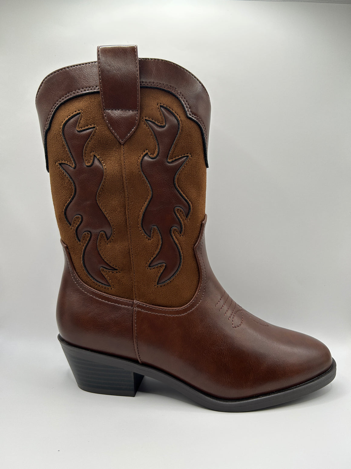 Multi Texture Cowboy Boot (CHOCOLATE)