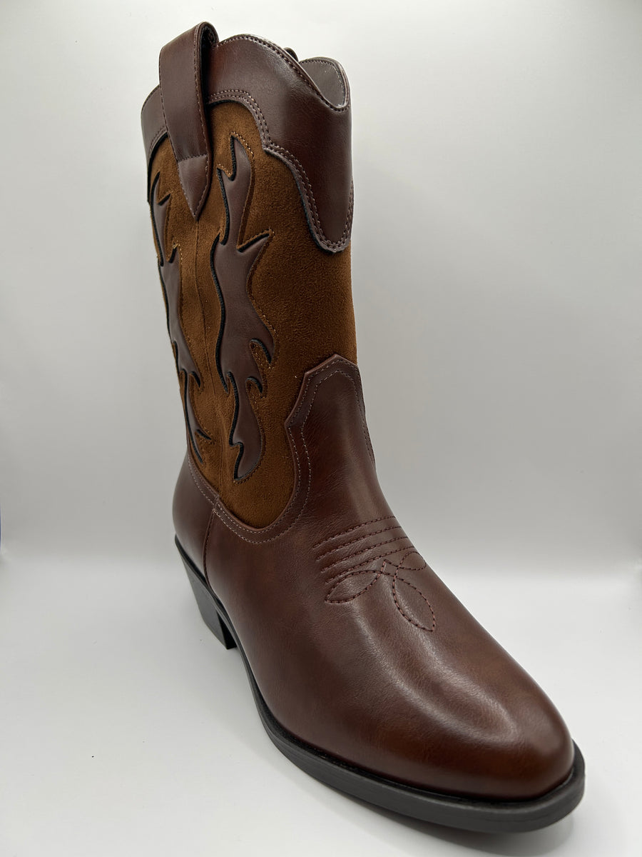 Multi Texture Cowboy Boot (CHOCOLATE)