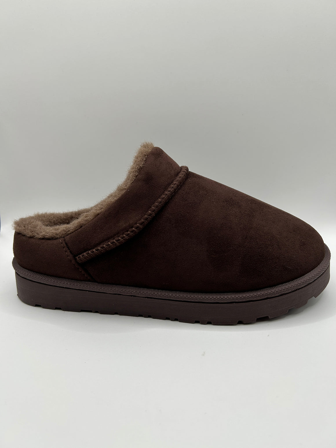 Faux Fur Slip-On Ankle Slipper (BROWN)