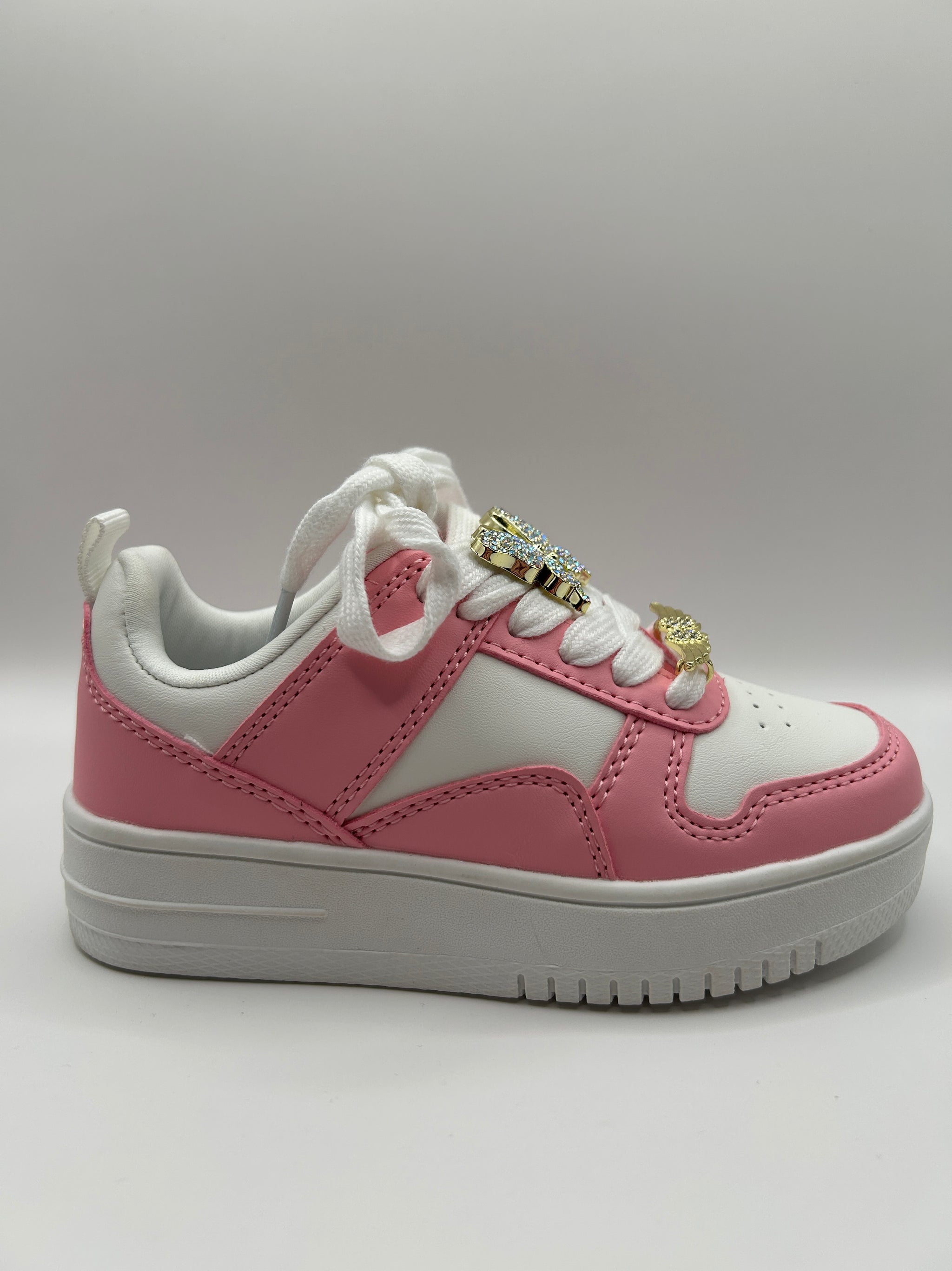 Butterfly/Wing Lace Charm Kids Sneaker (PINK/WHITE)