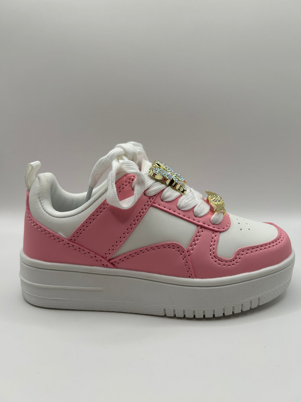 Butterfly/Wing Lace Charm Kids Sneaker (PINK/WHITE)