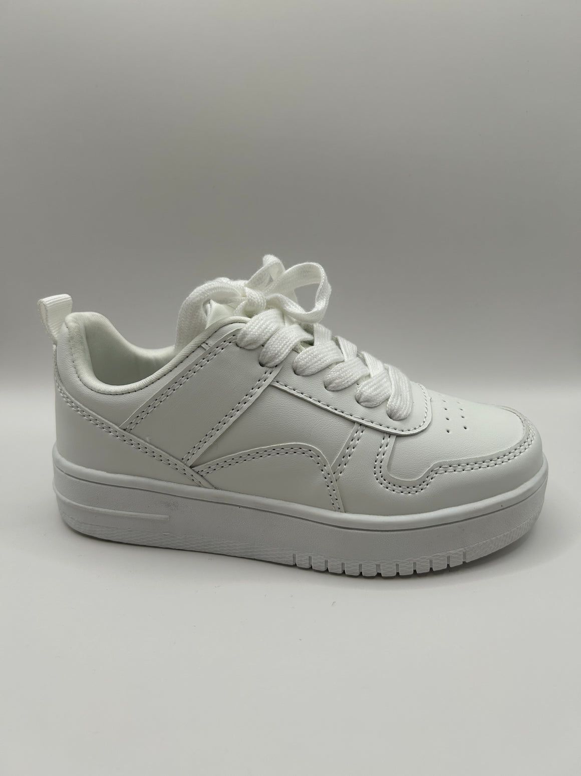 Holographic Shimmer Lace Up Kids Sneaker (WHITE)