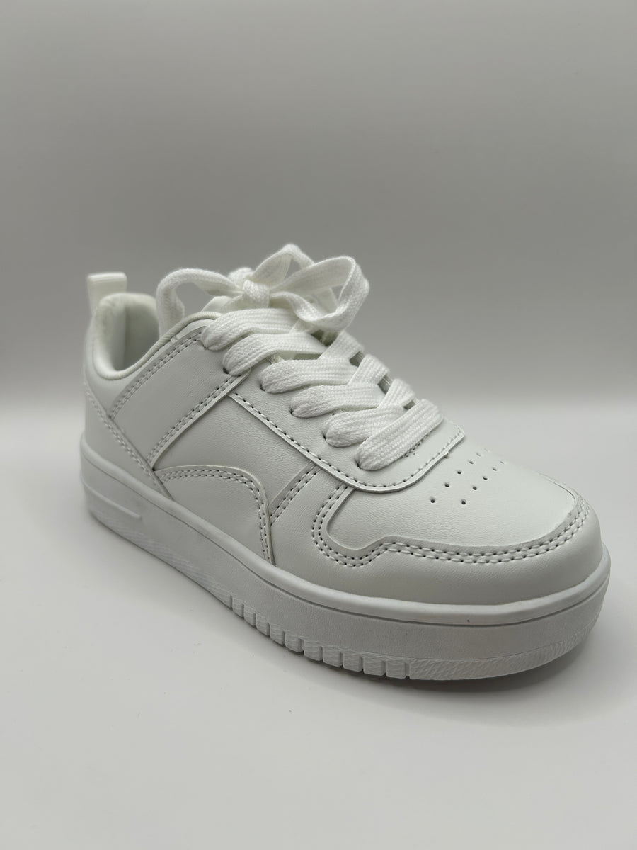Holographic Shimmer Lace Up Kids Sneaker (WHITE)
