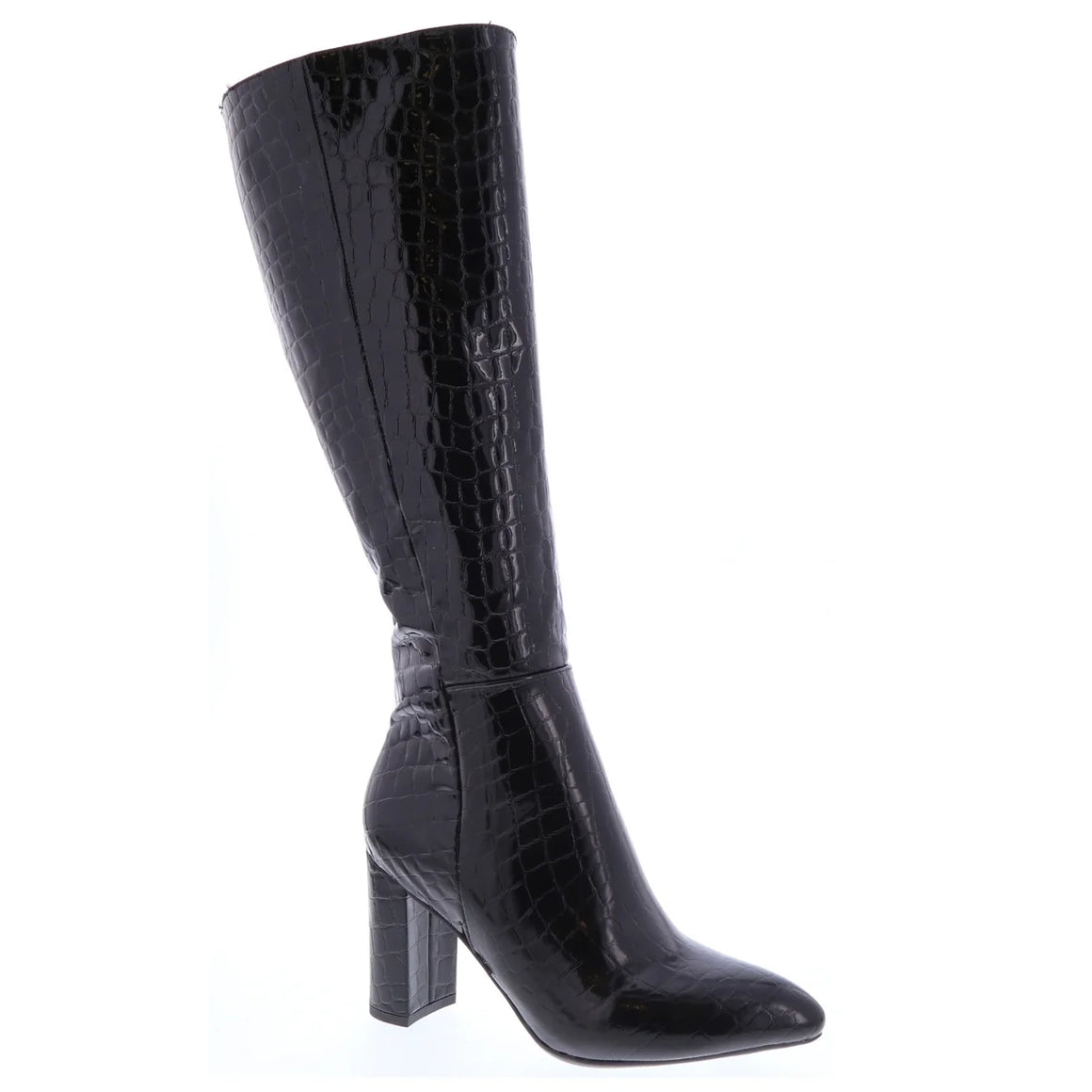 Croc Knee High Dress Boot (BLACK CROC)
