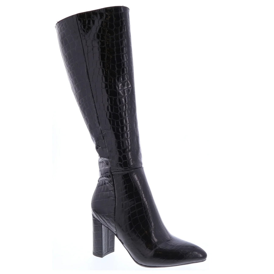 Croc Knee High Dress Boot (BLACK CROC)