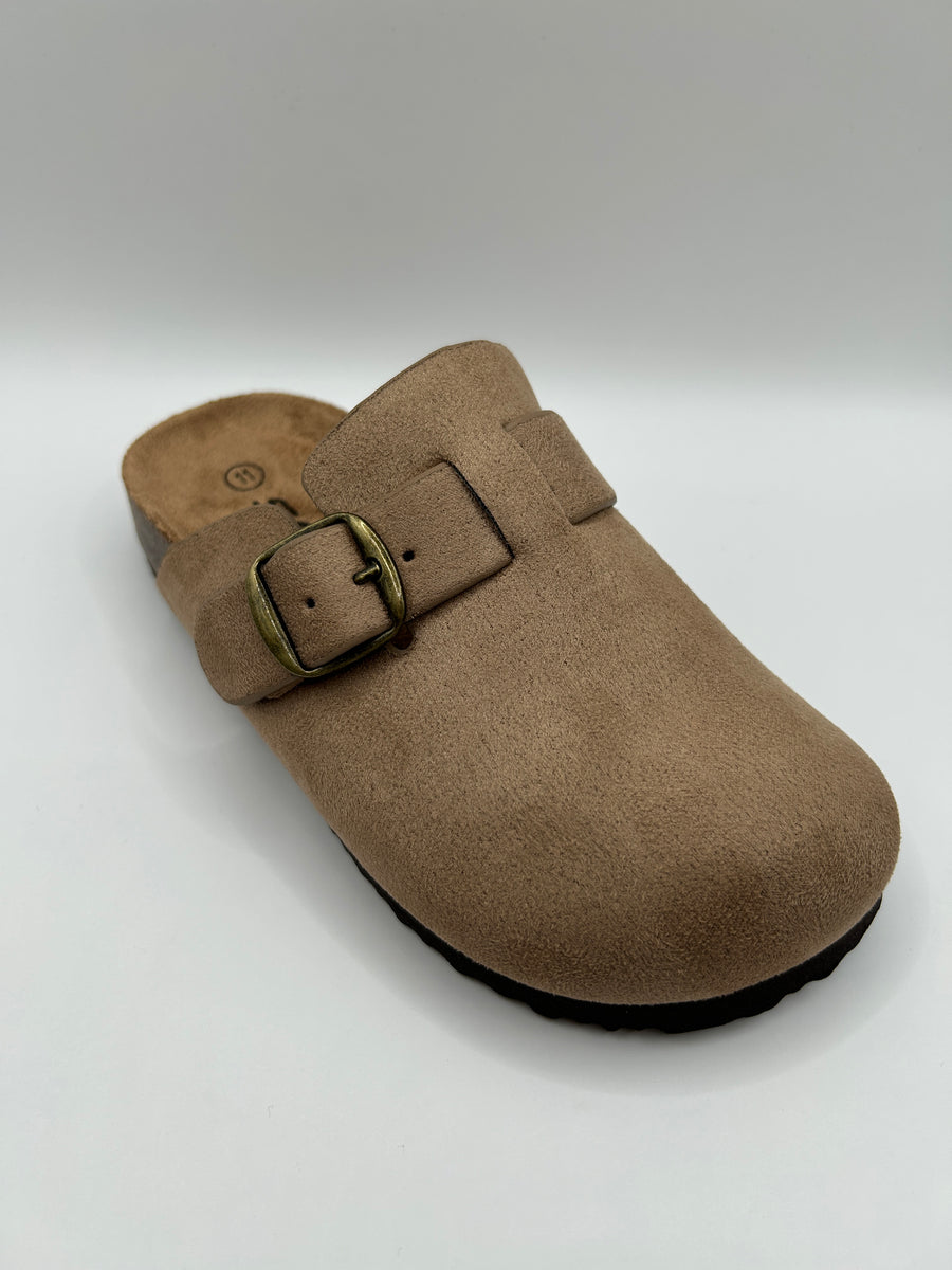 Side Buckle Kids Clog Flat (TAUPE)