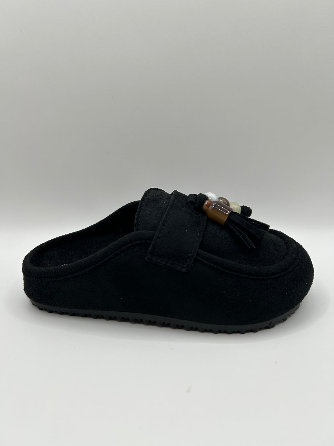 Beaded Tassel Kids Mule Flat (BLACK)