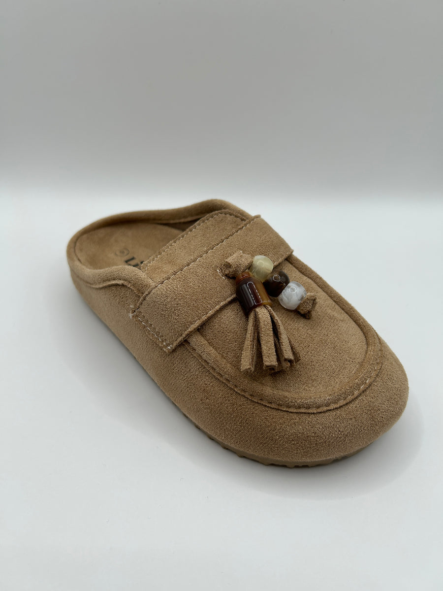Beaded Tassel Kids Mule Flat (BONE)