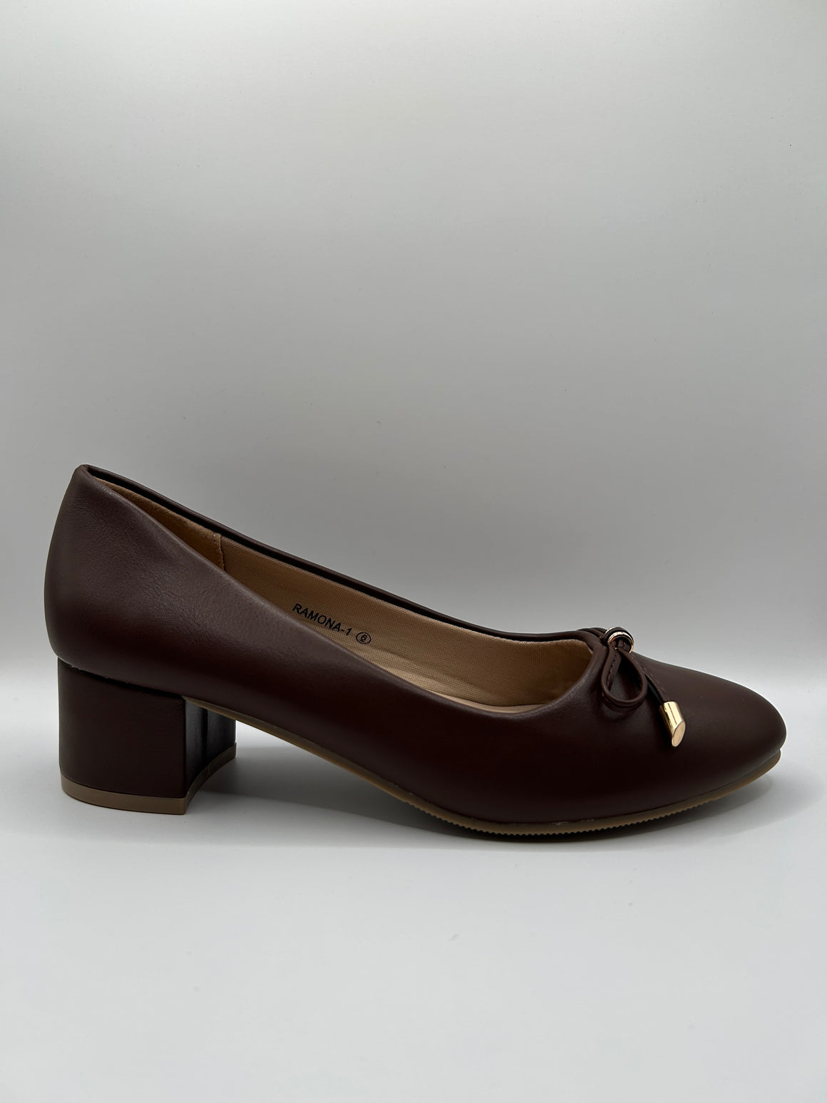 Bow Accent Block Heel Pump (BROWN)