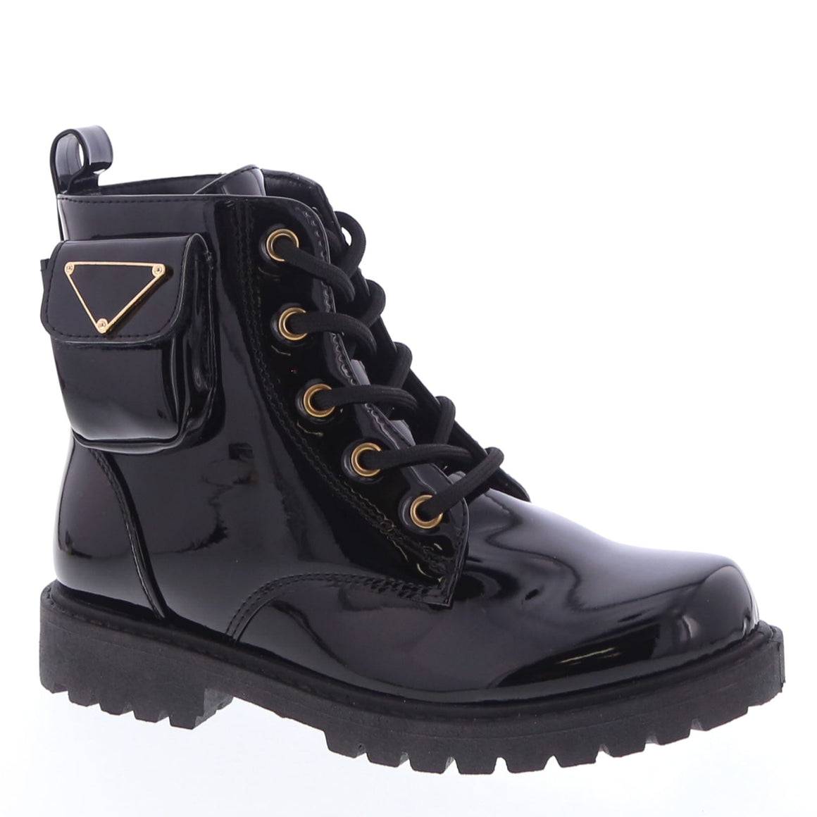 Side Ankle Pocket Kids Combat Boot (BLACK)