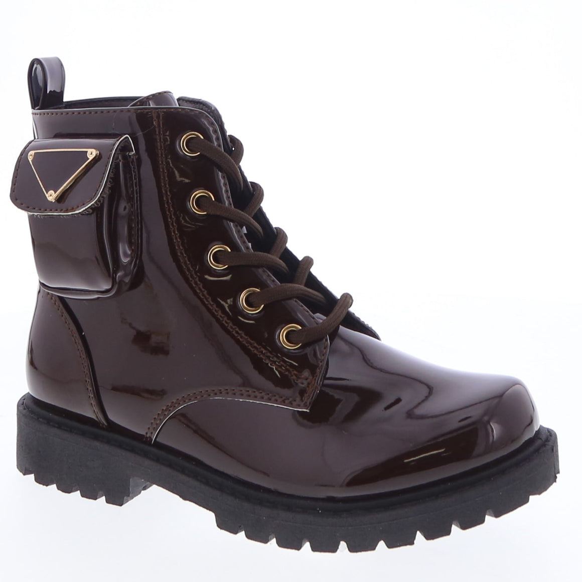 Side Ankle Pocket Kids Combat Boot (BROWN)