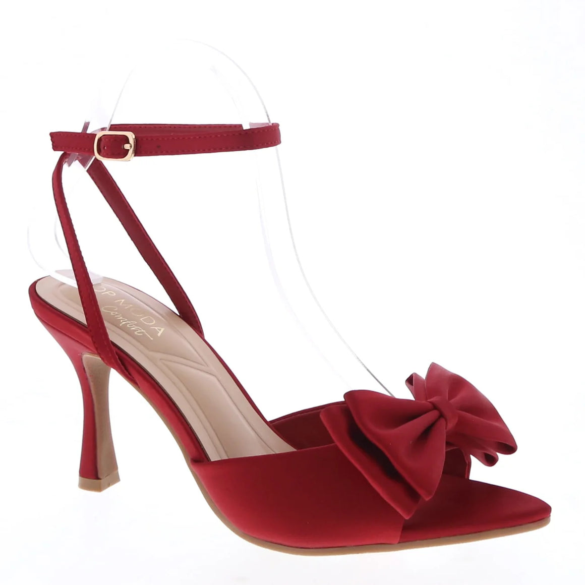 Classic Satin Bow Dress Shoe (RED SATIN)