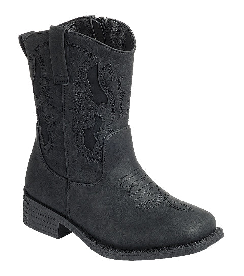 Monochrome Cut-Out Kids Cowboy Boot (BLACK)