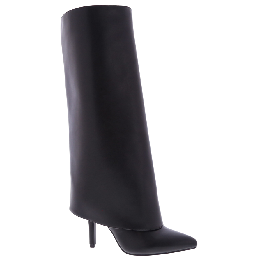 Sleek Fold Over Stiletto Dress Boot (BLACK)