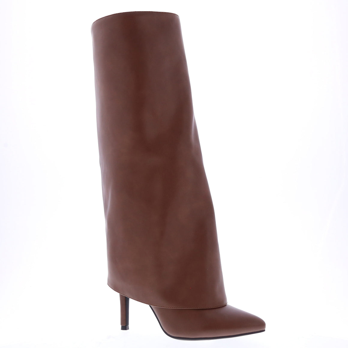 Sleek Fold Over Stiletto Dress Boot (COGNAC)