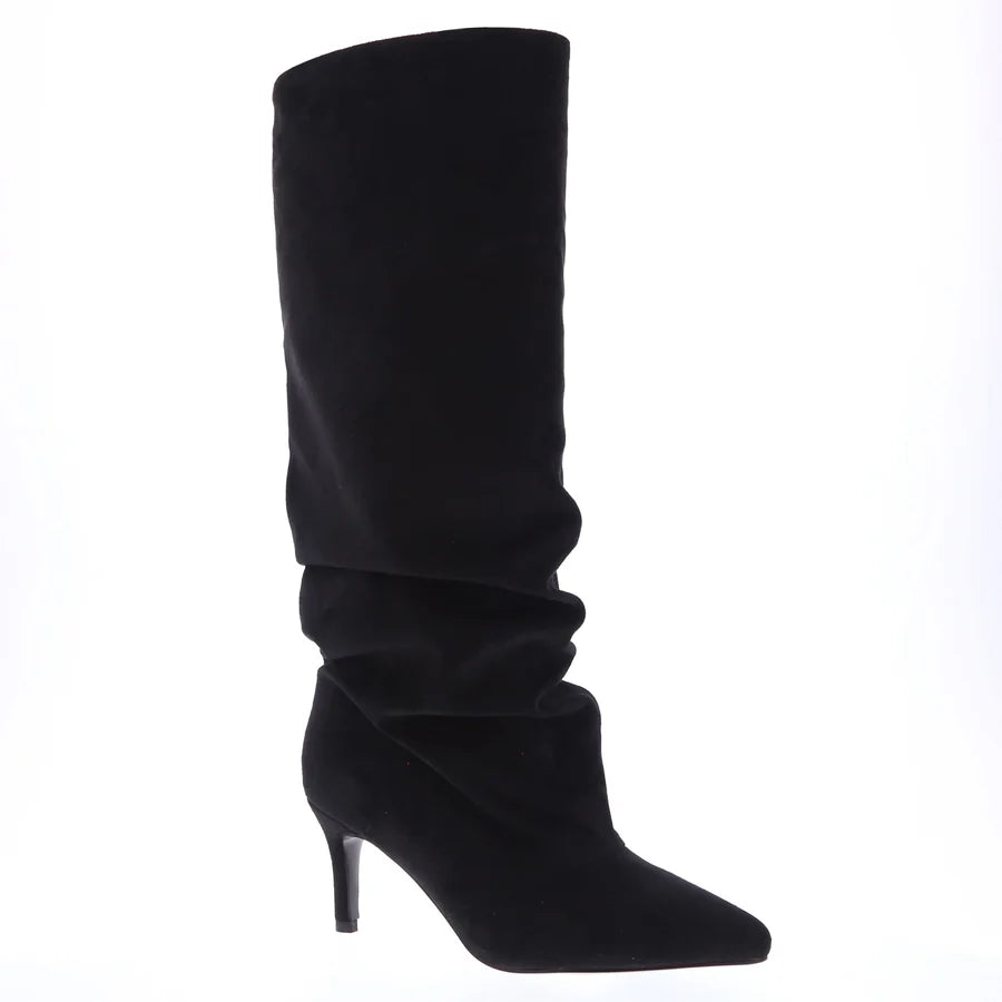 Slouchy Suede Pointed Dress Boot (BLACK)
