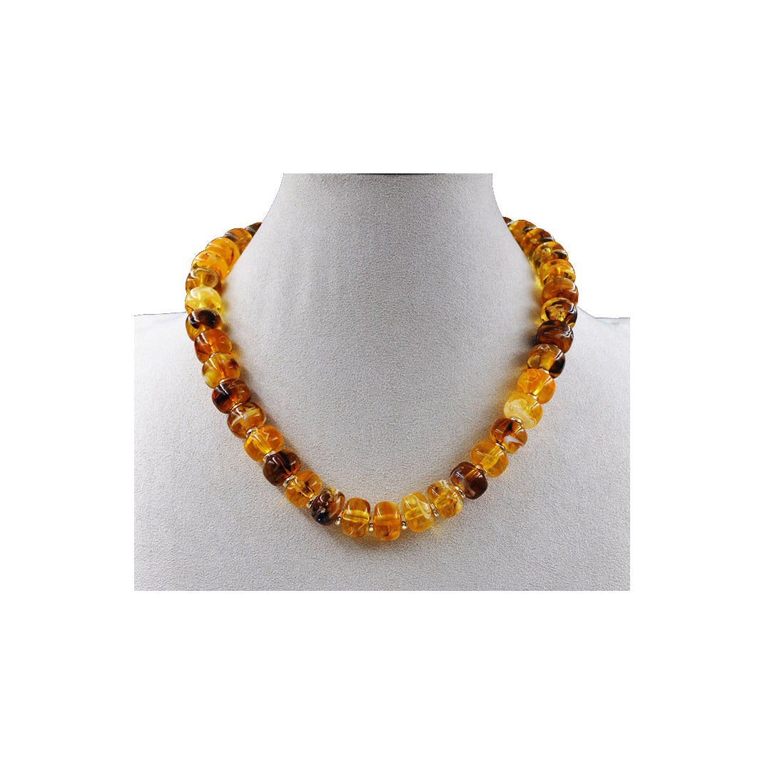 Stone Bead Choker Necklace (AMBER BROWN)