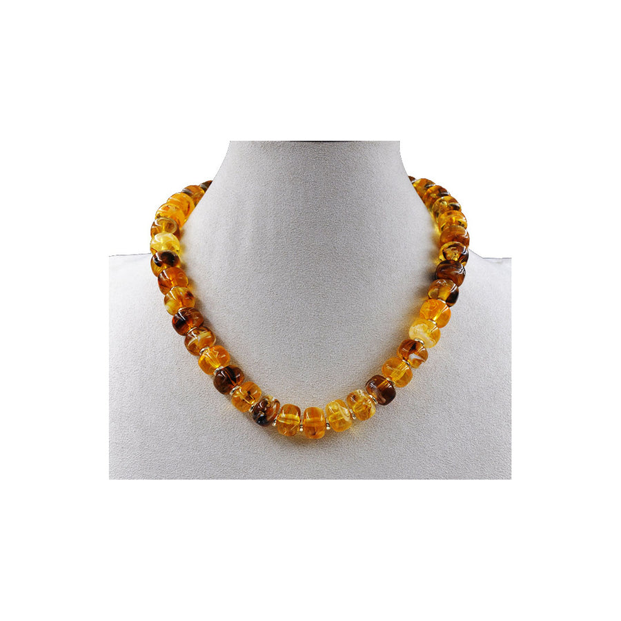 Stone Bead Choker Necklace (AMBER BROWN)