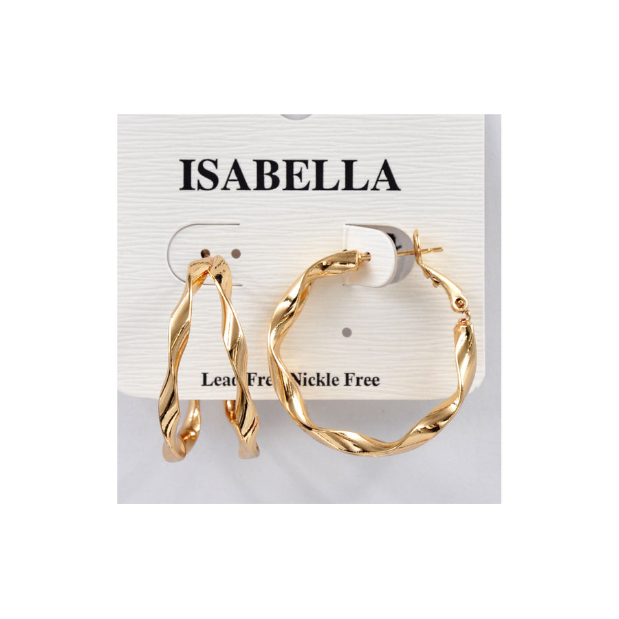 Water Resistant Wavy Double Hoop Earrings (GOLD TONE)